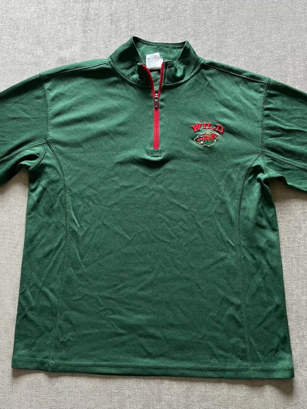 Minnesota Wild 1/4 Zip Pullover Men M Green Sweatshirt NHL Hockey Active Fan